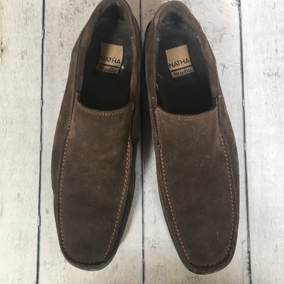 Natha Studio brown suede/leather slip-on loafers - Picture 3 of 8